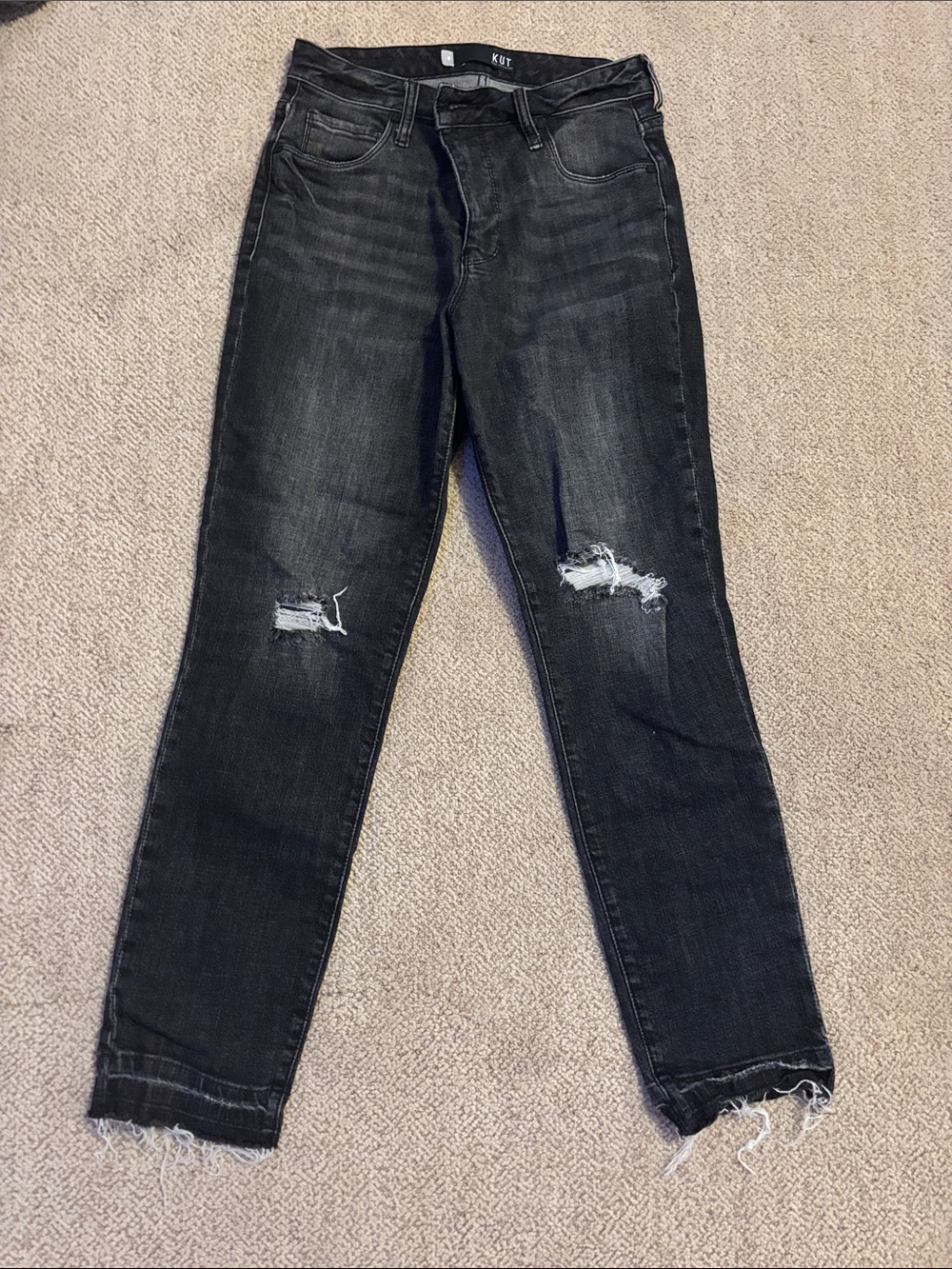 Kut from the Kloth Black Distressed Boyfriend Jeans